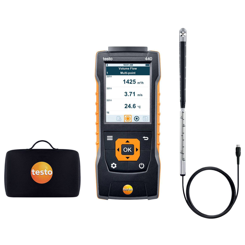 Testo 440 (0563 4401) Комплект с крыльчаткой 16 мм и кейсом купить дешево.  Цена, отзывы, технические характеристики, описание, доставка, фото,  инструкция